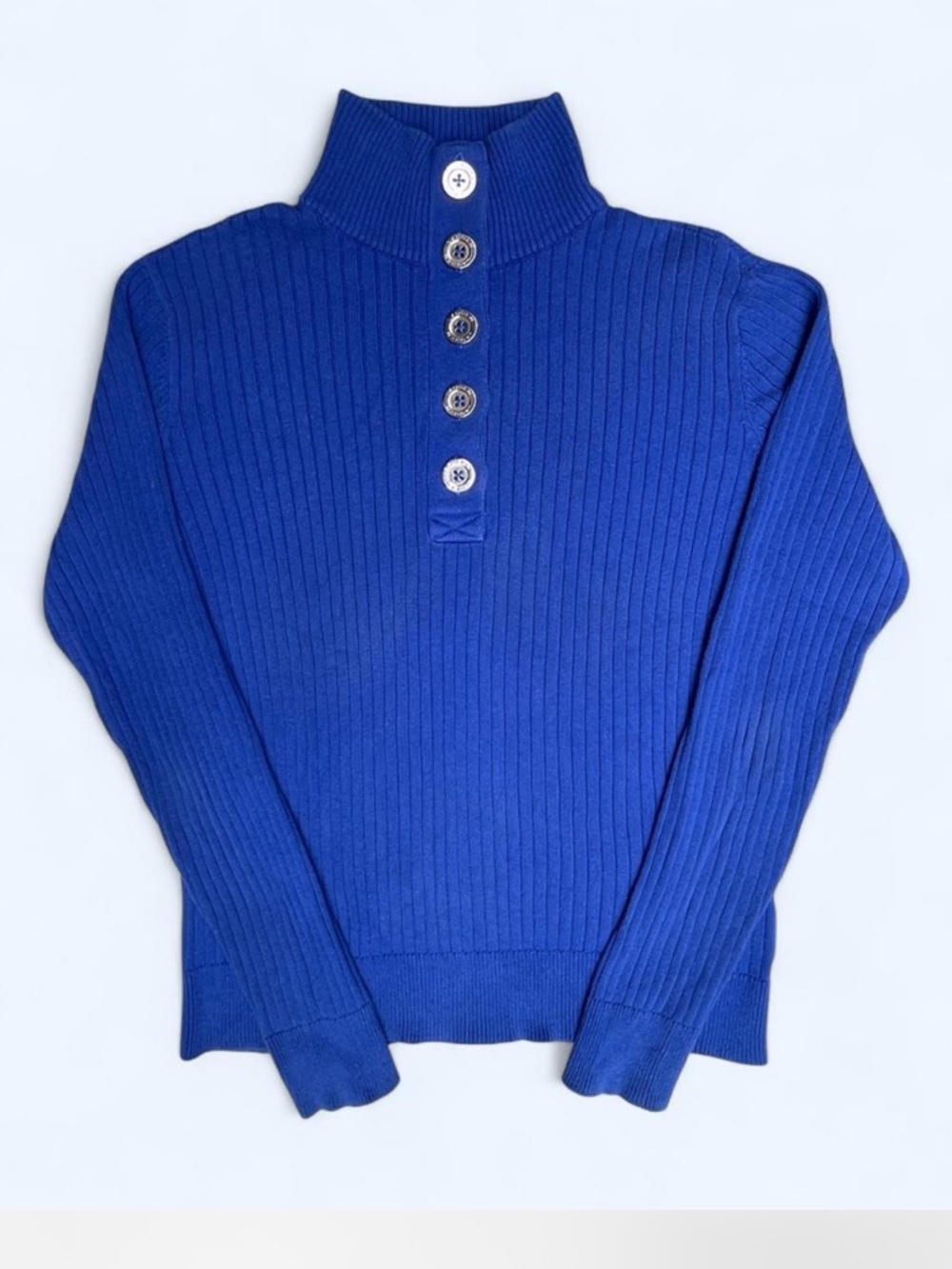 Lauren Jeans Co Ralph Lauren Ribbed Blue Sweater Preppy Golf Tennis Classic L